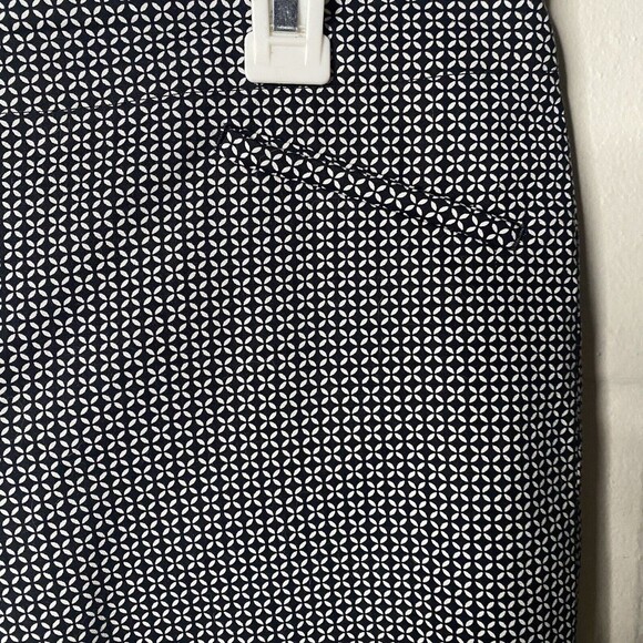 J Jill Women Sz 8 Pants Trousers Stretch Straight Leg Side Zip Career Navy White - Picture 8 of 11